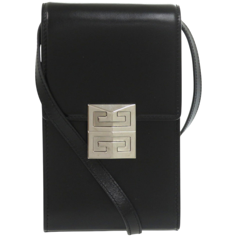 美品 ジバンシィ ミニ4Gバーティカル レザー メタル ブラック 黒 ショルダーバッグ 0719【中古】GIVENCHY