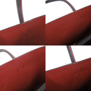プラダ ドゥーブレ ダブル サフィアーノ レザー ブラック トートバッグ ハンドバッグ 黒 0728【中古】PRADA
