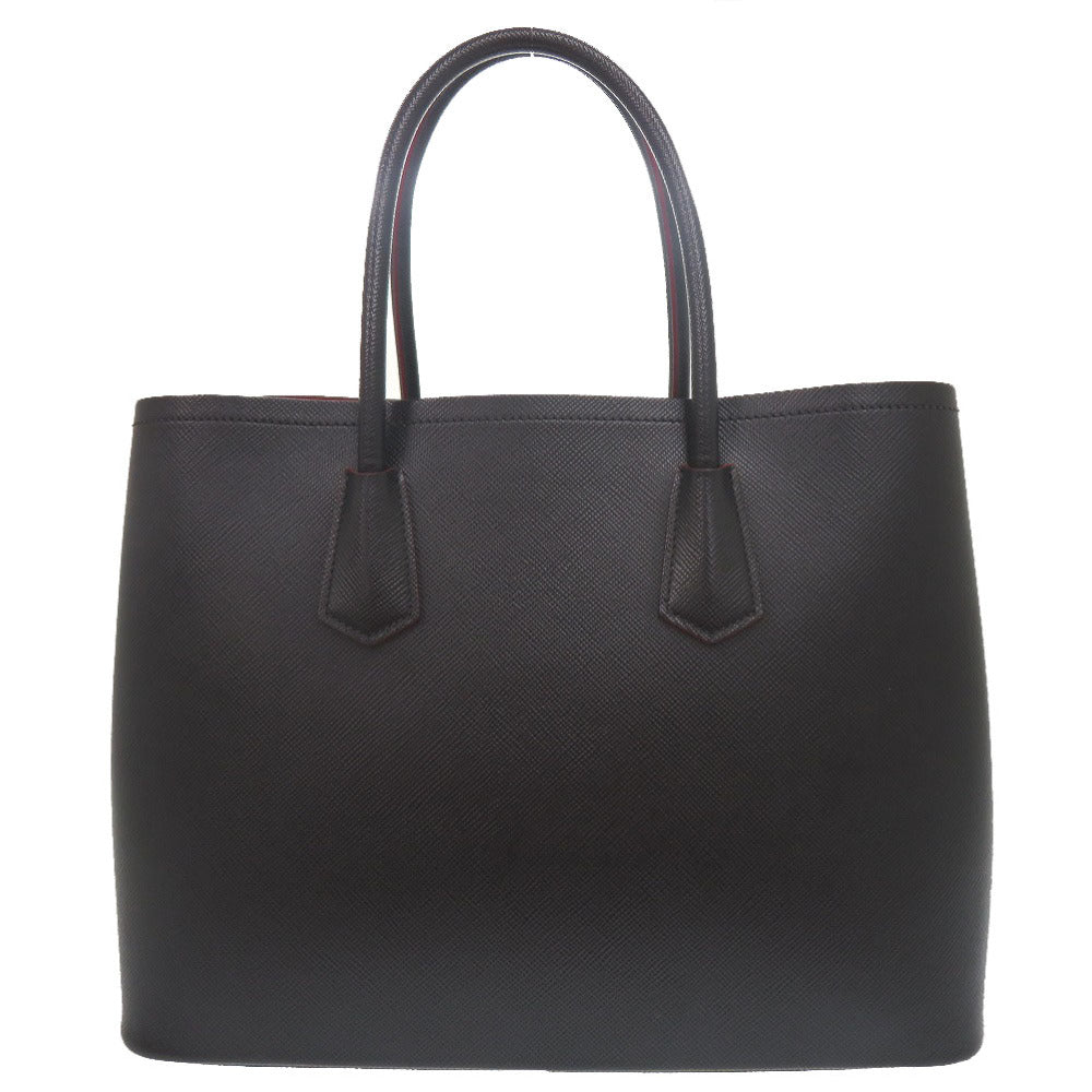 プラダ ドゥーブレ ダブル サフィアーノ レザー ブラック トートバッグ ハンドバッグ 黒 0728【中古】PRADA