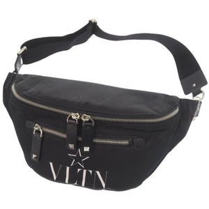 ヴァレンティノ ガラヴァーニ VLTN レザー ブラック ボディバッグ ウエストバッグ 黒 0730【中古】Valentino Garavani