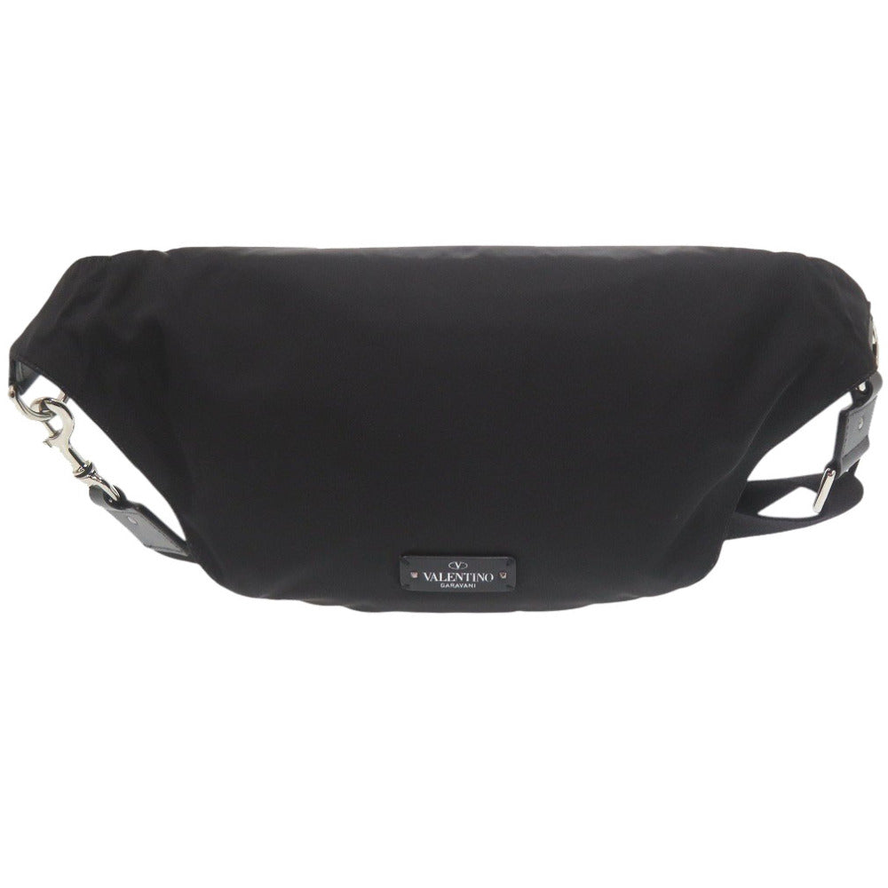 ヴァレンティノ ガラヴァーニ VLTN レザー ブラック ボディバッグ ウエストバッグ 黒 0730【中古】Valentino Garavani