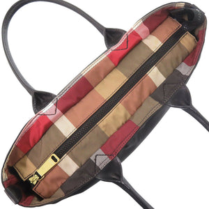 バーバリーブルーレーベル クレストブリッジチェック ブラック トートバッグ 黒 0745【中古】BURBERRY BLUE LABEL