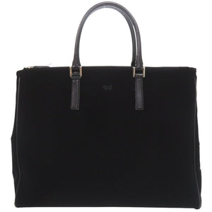 美品 アニヤ ハインドマーチ スウェード/レザー ブラック ハンドバッグ 黒 0763【中古】Anya Hindmarch