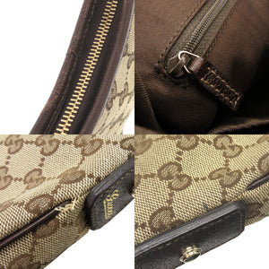 美品 グッチ アビー GGキャンバス レザー 130738 ベージュ ブラウン ホーボー ショルダーバッグ 0764【中古】GUCCI