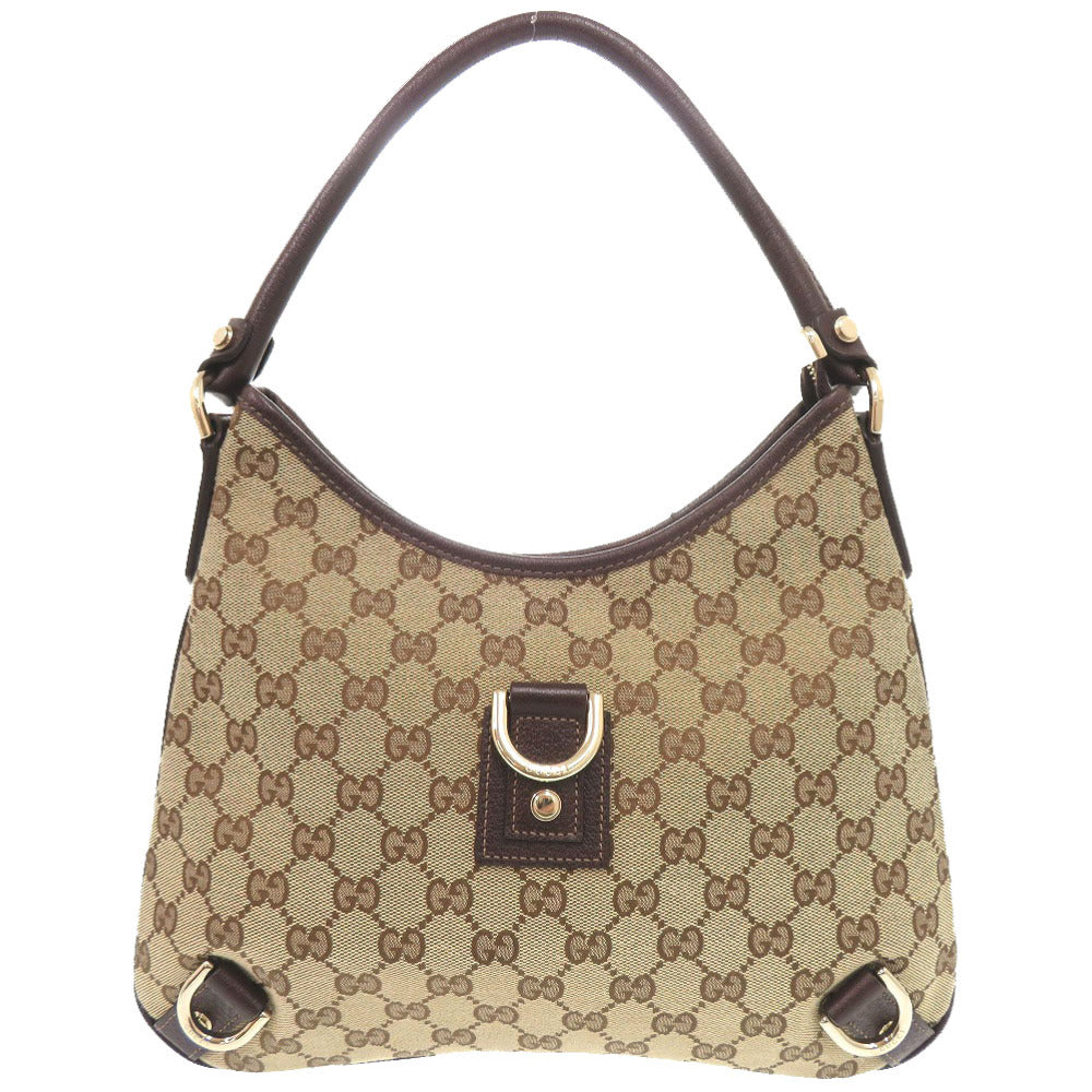 美品 グッチ アビー GGキャンバス レザー 130738 ベージュ ブラウン ホーボー ショルダーバッグ 0764【中古】GUCCI