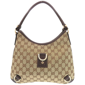 美品 グッチ アビー GGキャンバス レザー 130738 ベージュ ブラウン ホーボー ショルダーバッグ 0764【中古】GUCCI