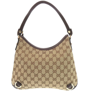 美品 グッチ アビー GGキャンバス レザー 130738 ベージュ ブラウン ホーボー ショルダーバッグ 0764【中古】GUCCI
