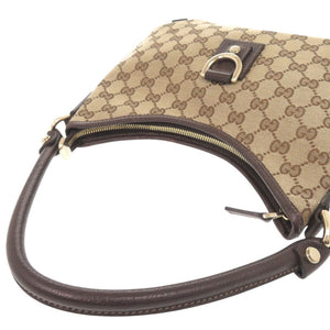 美品 グッチ アビー GGキャンバス レザー 130738 ベージュ ブラウン ホーボー ショルダーバッグ 0764【中古】GUCCI