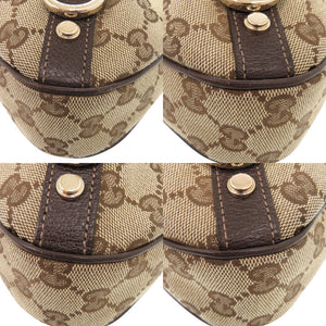 美品 グッチ アビー GGキャンバス レザー 130738 ベージュ ブラウン ホーボー ショルダーバッグ 0764【中古】GUCCI