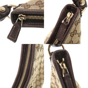 美品 グッチ アビー GGキャンバス レザー 130738 ベージュ ブラウン ホーボー ショルダーバッグ 0764【中古】GUCCI