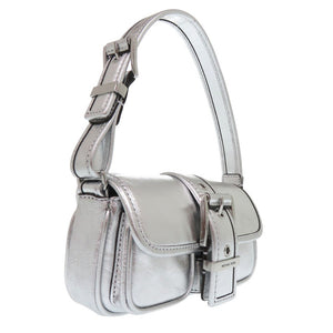 未使用品 マイケルコース COLBY メタリック レザー ショルダーバッグ エクストラスモール レザー シルバー 0765【中古】Michael Kors