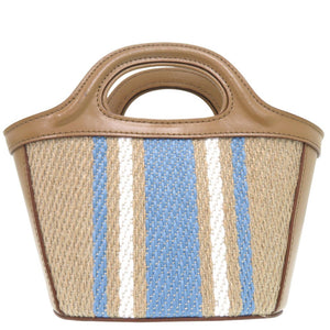 未使用品 マルニ TROPICALIA ハンドバッグ 2WAY ロゴ入り マイクロ かごバッグ ストロー レザー ブラウン 0786【中古】MARNI