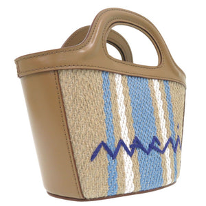 未使用品 マルニ TROPICALIA ハンドバッグ 2WAY ロゴ入り マイクロ かごバッグ ストロー レザー ブラウン 0786【中古】MARNI