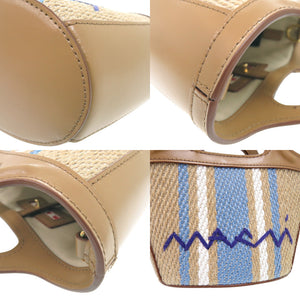 未使用品 マルニ TROPICALIA ハンドバッグ 2WAY ロゴ入り マイクロ かごバッグ ストロー レザー ブラウン 0786【中古】MARNI