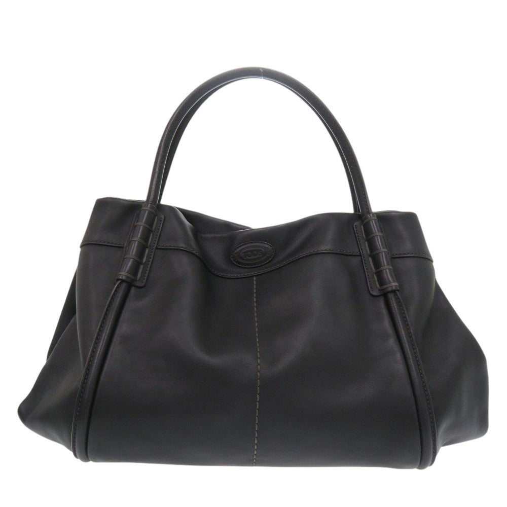 美品 トッズ レザー ブラック トートバッグ 黒 ハンドバッグ 0816【中古】TOD’S