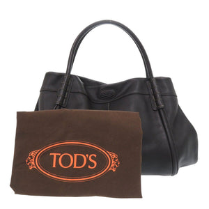 美品 トッズ レザー ブラック トートバッグ 黒 ハンドバッグ 0816【中古】TOD’S