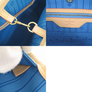 新品同様 ルイ ヴィトン ネヴァーフルMM ポーチ付 モンモノグラム ライトブルー トートバッグ LV 0819【中古】LOUIS VUITTON