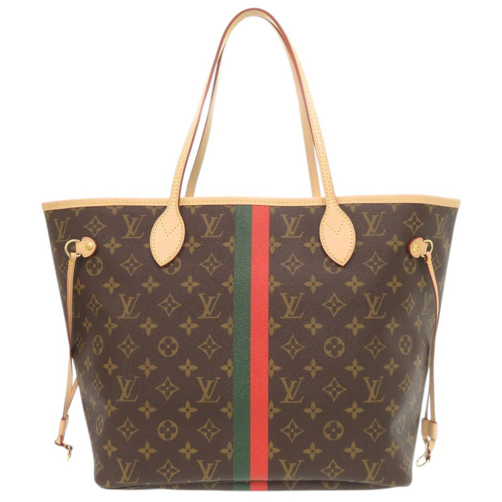 新品同様 ルイ ヴィトン ネヴァーフルMM ポーチ付 モンモノグラム ライトブルー トートバッグ LV 0819【中古】LOUIS VUITTON