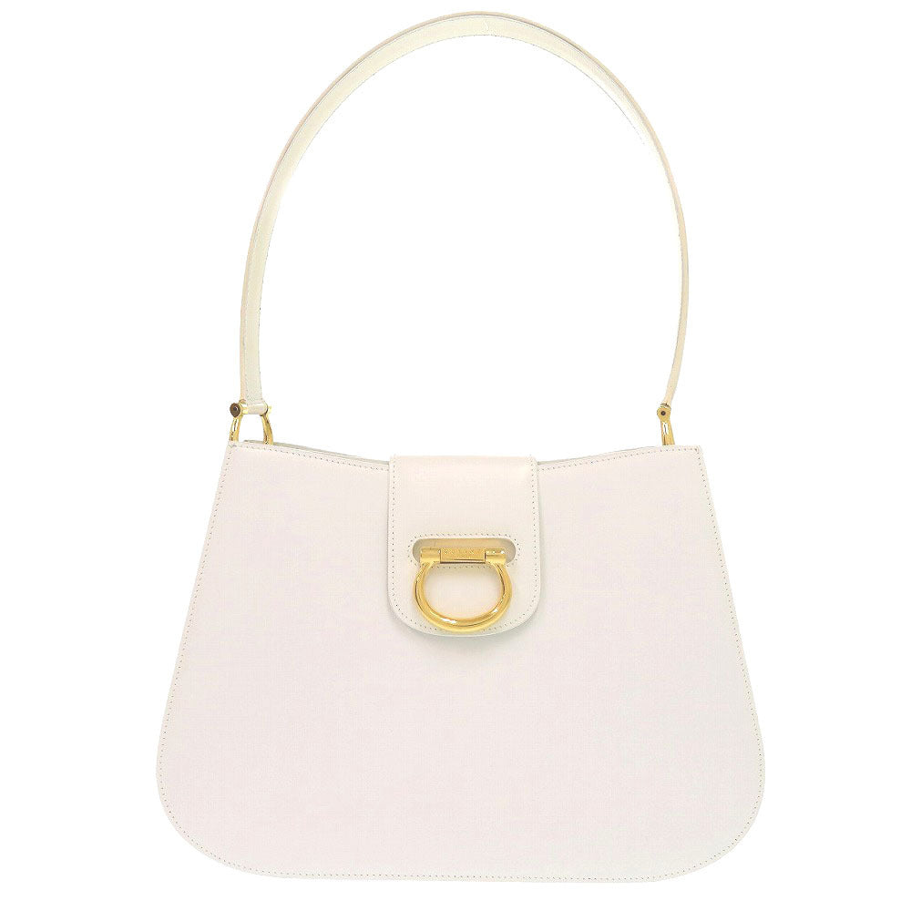 美品 セリーヌ F-98/1 ヴィンテージ ゴールド金具 レザー ホワイト ワンショルダーバッグ 白 0822【中古】CELINE