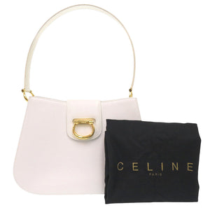 美品 セリーヌ F-98/1 ヴィンテージ ゴールド金具 レザー ホワイト ワンショルダーバッグ 白 0822【中古】CELINE