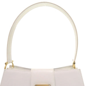 美品 セリーヌ F-98/1 ヴィンテージ ゴールド金具 レザー ホワイト ワンショルダーバッグ 白 0822【中古】CELINE