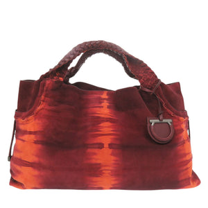 美品 サルヴァトーレフェラガモ GG-21A545 ヌバックレザー レッド トートバッグ 赤 0834【中古】Salvatore Ferragamo