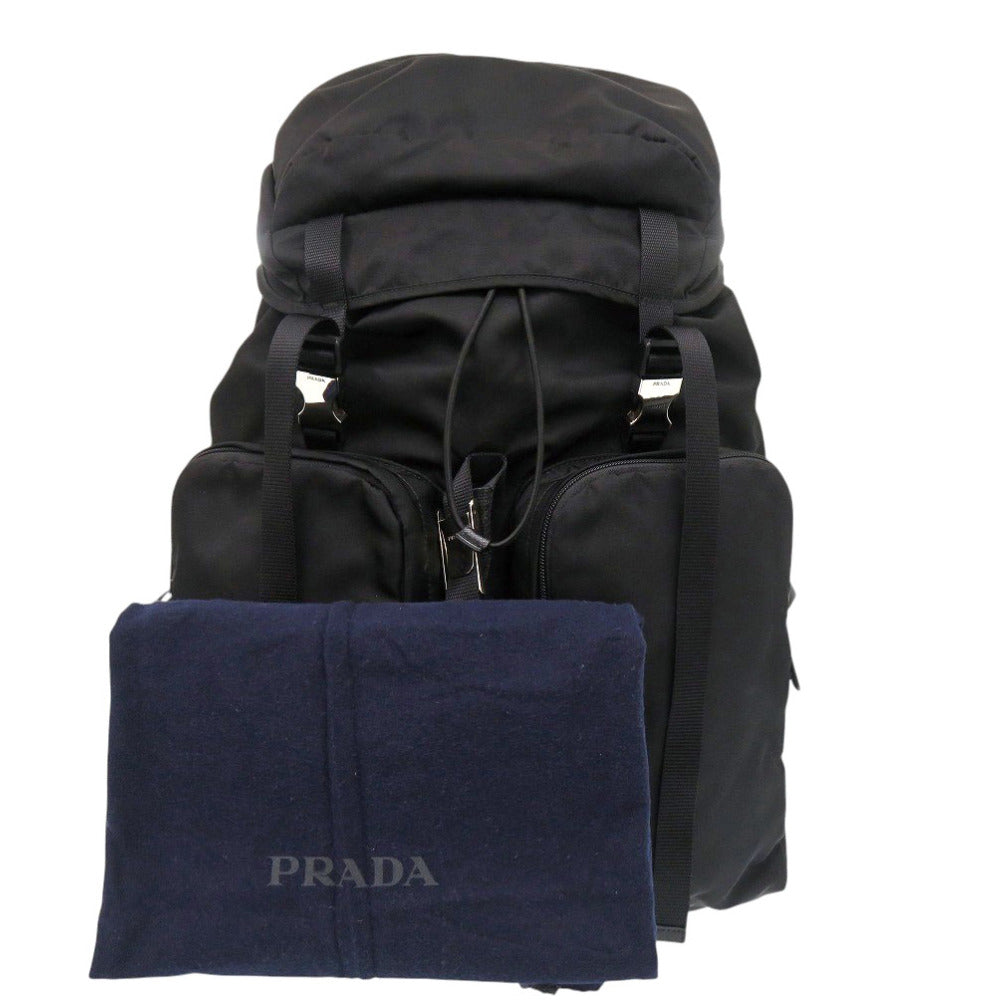 美品 プラダ TESSUT MONTAGNA 2VZ019 バックパック ナイロン レザー ブラック リュック 黒 0836【中古】PRADA
