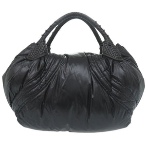 美品 フェンディ × モンクレール スパイバッグ ナイロン/レザー ブラック ハンドバッグ 黒 0849【中古】FENDI