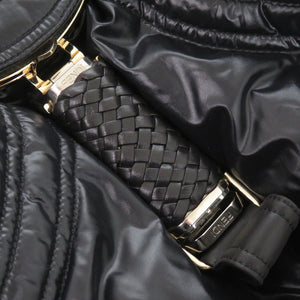 美品 フェンディ × モンクレール スパイバッグ ナイロン/レザー ブラック ハンドバッグ 黒 0849【中古】FENDI