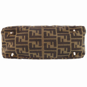 美品 フェンディ ズッカ 26329 レザー キャンバス ブラウン ハンドバッグ 0866【中古】FENDI