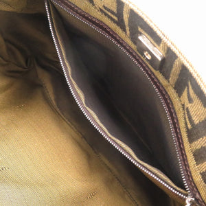 美品 フェンディ ズッカ 26329 レザー キャンバス ブラウン ハンドバッグ 0866【中古】FENDI