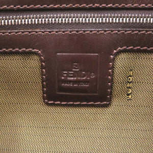 美品 フェンディ ズッカ 26329 レザー キャンバス ブラウン ハンドバッグ 0866【中古】FENDI