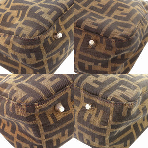 美品 フェンディ ズッカ 26329 レザー キャンバス ブラウン ハンドバッグ 0866【中古】FENDI