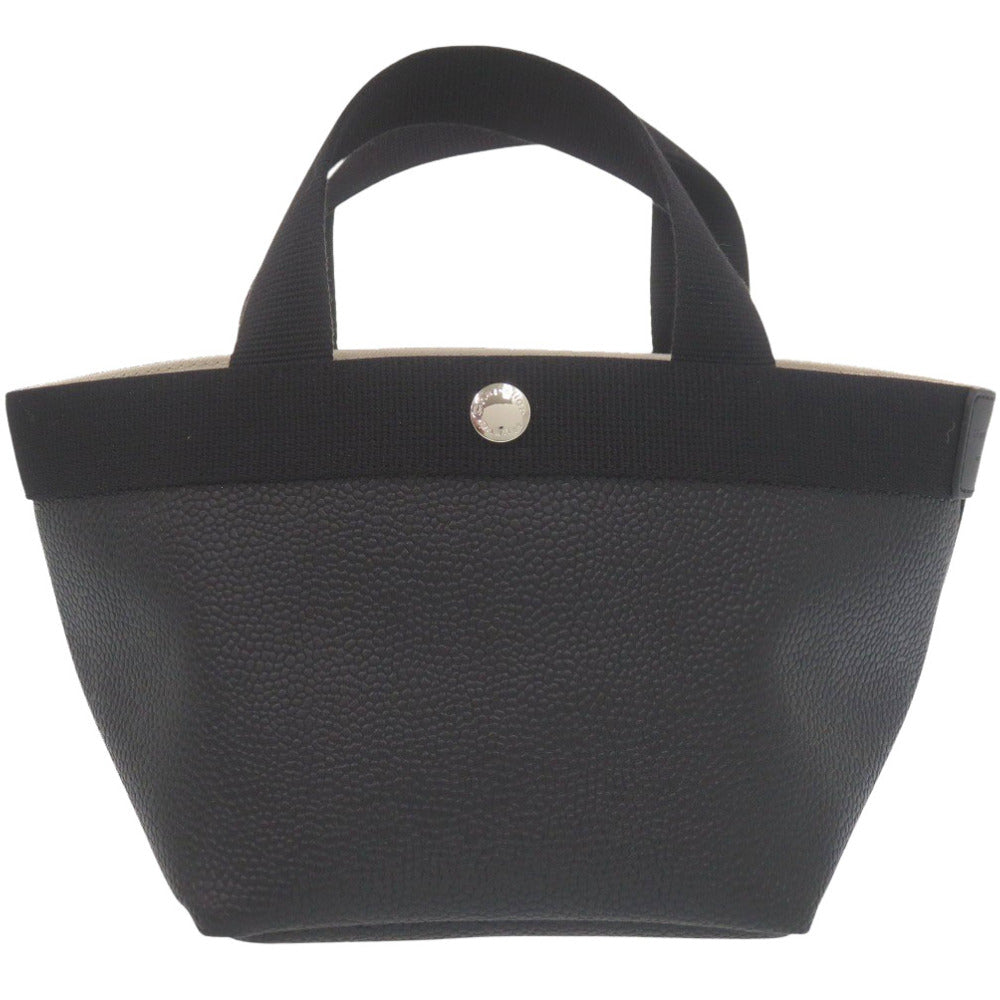 美品 エルベ シャプリエ 701GP Lux Boat Tote S コットン/コーテッドキャンバス ブラック ハンドバッグ 黒 0889【中古】Herve Chapelier