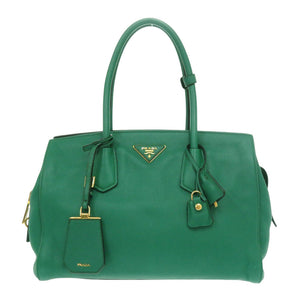 プラダ BN2769 ヴィッテログレイン レザー グリーン ハンドバッグ 緑 0905【中古】PRADA