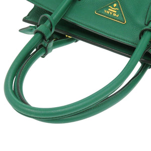プラダ BN2769 ヴィッテログレイン レザー グリーン ハンドバッグ 緑 0905【中古】PRADA