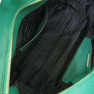 プラダ BN2769 ヴィッテログレイン レザー グリーン ハンドバッグ 緑 0905【中古】PRADA