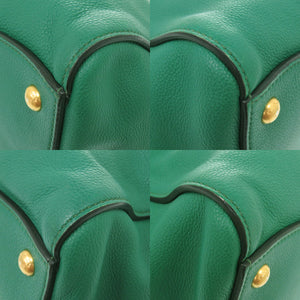 プラダ BN2769 ヴィッテログレイン レザー グリーン ハンドバッグ 緑 0905【中古】PRADA