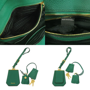 プラダ BN2769 ヴィッテログレイン レザー グリーン ハンドバッグ 緑 0905【中古】PRADA