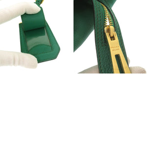 プラダ BN2769 ヴィッテログレイン レザー グリーン ハンドバッグ 緑 0905【中古】PRADA