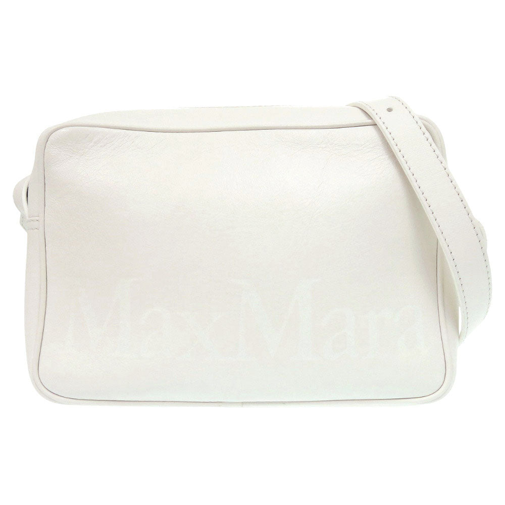 美品 マックスマーラ ロゴ レザー ホワイト ショルダーバッグ 0909【中古】MAX MARA