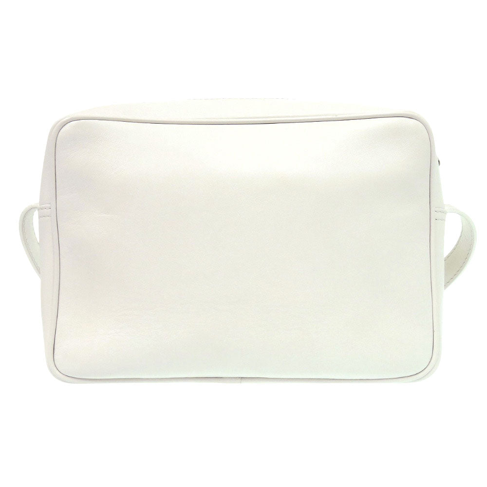 美品 マックスマーラ ロゴ レザー ホワイト ショルダーバッグ 0909【中古】MAX MARA