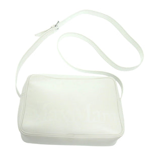 美品 マックスマーラ ロゴ レザー ホワイト ショルダーバッグ 0909【中古】MAX MARA