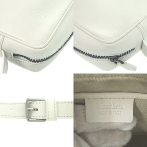 美品 マックスマーラ ロゴ レザー ホワイト ショルダーバッグ 0909【中古】MAX MARA
