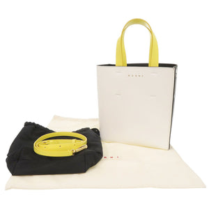 新品同様 マルニ 2WAY ミュゼオ レザー ホワイト/ブラック トートバッグ 白 黒 0960【中古】MARNI