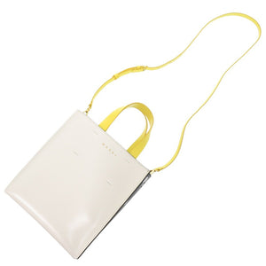 新品同様 マルニ 2WAY ミュゼオ レザー ホワイト/ブラック トートバッグ 白 黒 0960【中古】MARNI