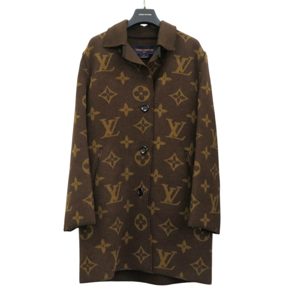 美品 ルイ ヴィトン モノグラム 総柄 サイズ34 ウール カシミヤ ブラウン アウター コート LV 0974【中古】LOUIS VUITTON