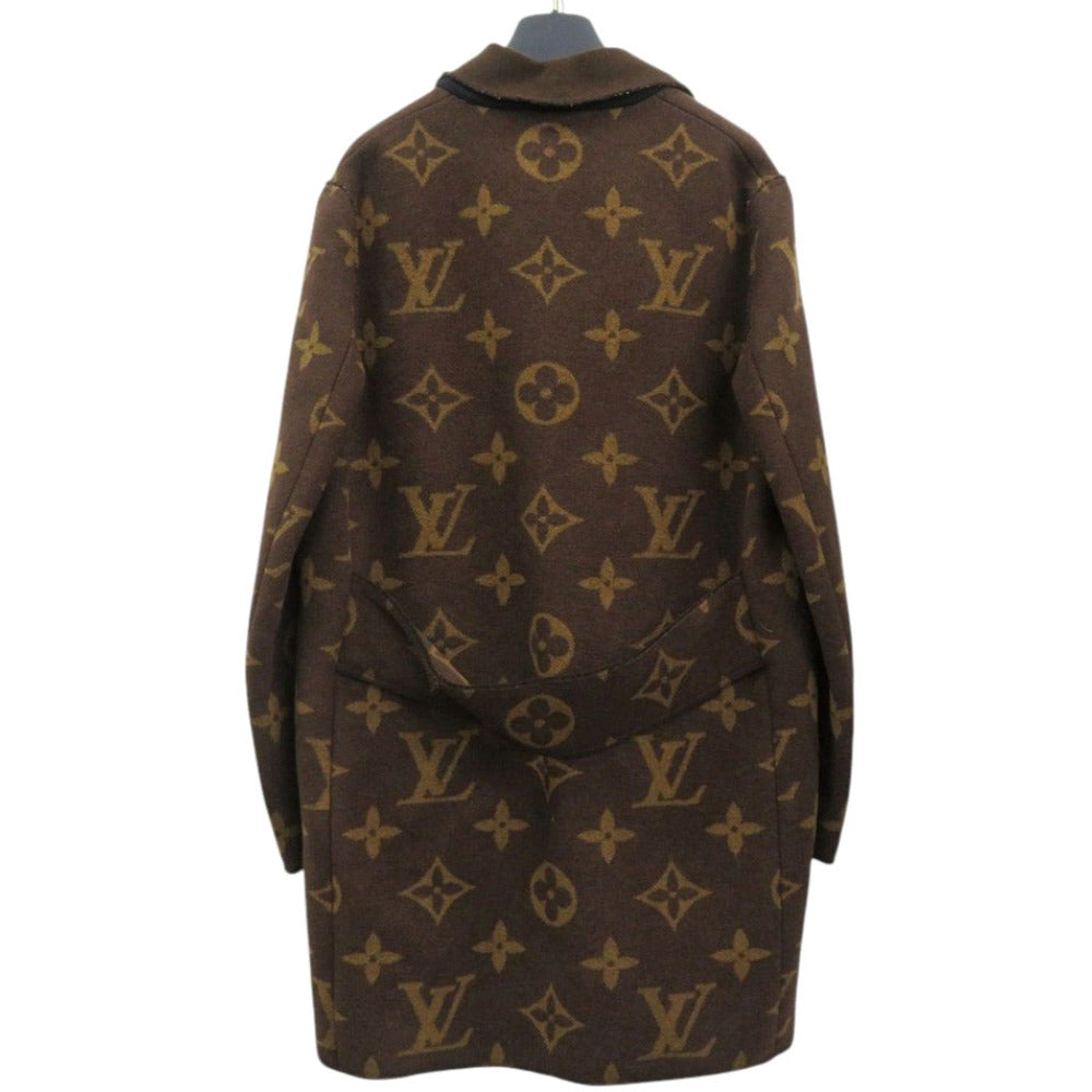 美品 ルイ ヴィトン モノグラム 総柄 サイズ34 ウール カシミヤ ブラウン アウター コート LV 0974【中古】LOUIS VUITTON