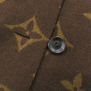 美品 ルイ ヴィトン モノグラム 総柄 サイズ34 ウール カシミヤ ブラウン アウター コート LV 0974【中古】LOUIS VUITTON