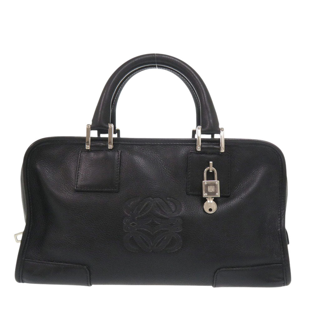 美品 ロエベ アマソナ28 レザー ブラック ハンドバッグ 黒 1013【中古】LOEWE